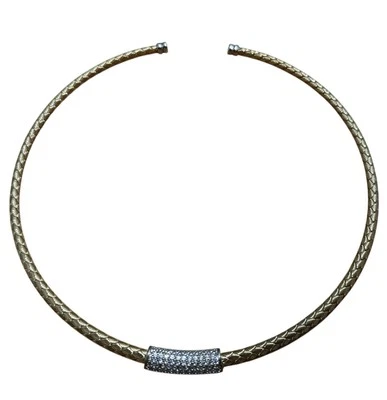 Collar Vicenza Plata Oro Esterlina Tejido Collar Diamonique Circonita Cúbica Foto 1 de 4