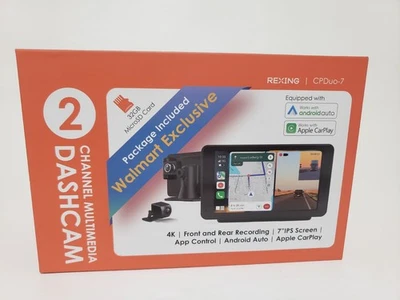 Rexing Dash Cam cpduo-7 4k 64gb CarPlay Android 6.86”IPS Recording - Image 1 of 2