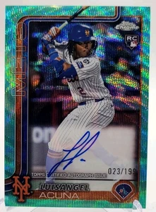 LUISANGEL ACUNA RC On-Card Auto Refractor Aqua Wave 23/199 2025 Topps Chrome - Picture 1 of 3