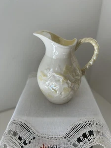 Vintage Belleek Griff Krug-grüne Markierung-Blatt Design-3,75" Auslauf zu Basis - Bild 1 von 7