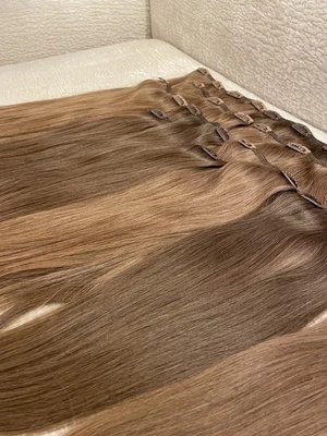 Braune Echthaar Extensions Clip In- 50cm - Bild 1 von 4