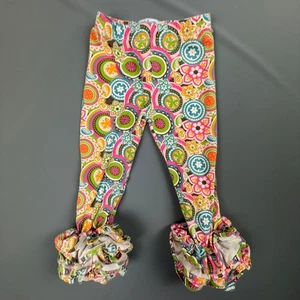 Mud Pie Leggings Baby Girl 12-18M Multicolor Boho Ruffle Hem Cotton Blend - Picture 1 of 3