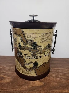 Vintage Cera Ice Bucket Wine Chiller World Treasure Map Barware - Picture 1 of 6