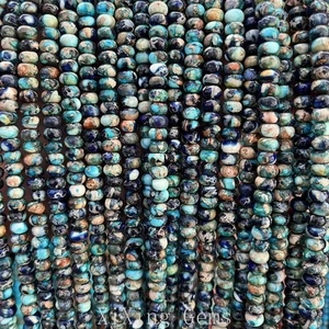 Cuentas espaciadoras rondelle de jaspe imperial natural azul púrpura de 4x6 mm para joyería hágalo usted mismo - Imagen 1 de 6