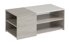 Low Table with 3 trays White and oak - Dim : H 41 x L 107 x P 54 cm