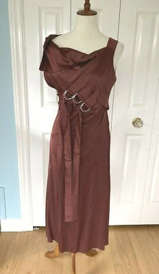 ALTUZARRA Viscose Satin Bias Cut Sleeveless Gown Rich Mahogany C 42 Italy Buckle - Image 1 of 4