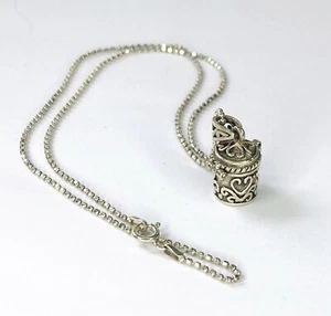 VTG 925 Sterling Silver Keepsakes Ash Urn Treasure Box Pendant & Necklace 17” - Picture 1 of 11