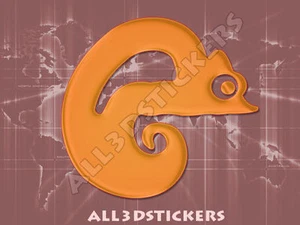 3D Sticker Decal Resin Domed Chameleon Adhesive Decal  Orange - Picture 1 of 1