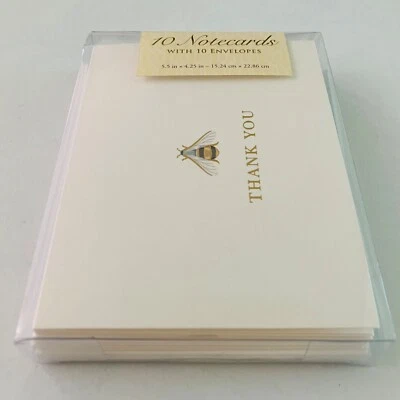 Punch Studio Box of 10 Blank Thank You Cards Bee 5.5" x 4.25" New NIB - Image 1 of 4