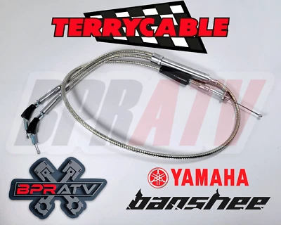 Yamaha Banshee Terry Cable Steel Braided Dual Thumb Throttle Cables PWK 28-41mm - Image 1 of 4