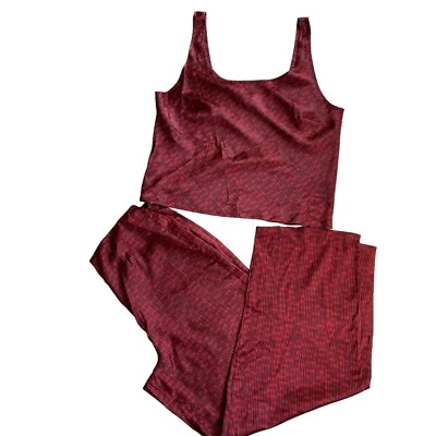 Conjunto de pijama de dos piezas Victoria’s Secret talla mediana rojo negro a rayas satinadas Foto 1 de 4