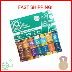 IQBAR Brain and Body Plant Protein Bars - 7 Bar Sampler Pack - Low Carb, High Fi - Picture 1 of 2