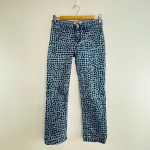 Acne Size 10 12 Blue Stretch Kick Print Denim Jeans Designer - Picture 1 of 24