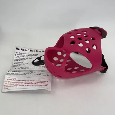 BARKLESS Dog Muzzle for Short Snout Dogs, Soft Silicone Muzzle for Biting Large