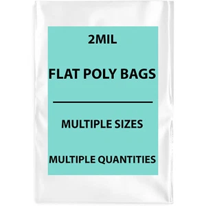 Multiple Sizes Clear Poly Bags 2Mil Flat Open Top Plastic Packaging Packing LDPE - Picture 1 of 11