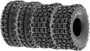 Set of 4 Sunf 21X7-10 Front & 22X10-10 Rear ATV UTV Knobby Sport Tires 6PR - Picture 1 of 10