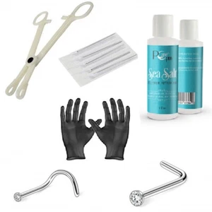 Kit de perforación de nariz LionGothic 10 piezas y cuidado posterior de perforación profesional 4 oz - Imagen 1 de 5