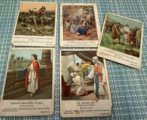 ANTIQUE LOT OF 5  LITTLE PILGRIM LESSON PICTURES AS IS ACCEPTABLE POOR CONDITION - Picture 1 of 6