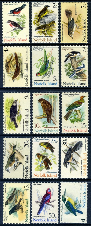 Norfolk Is., Scott 126-40, Birds, MNH Foto 1 de 1