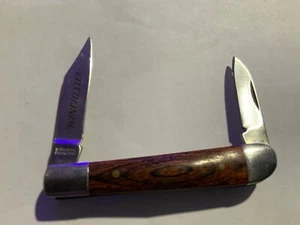 Winchester 2 blade folding pocketknife wood handle {#4117} - Picture 1 of 5