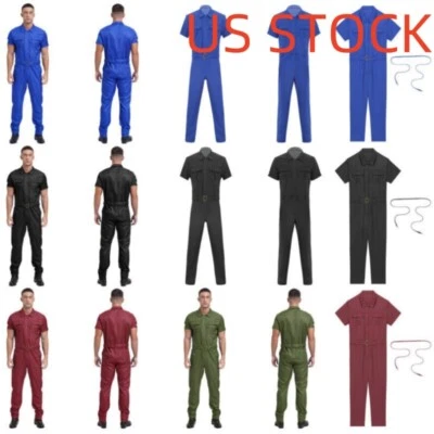 Mens Short Sleeve Jumpsuit Work Overalls Romper Mechanic  Dustproof Dungarees - Image 1 of 3