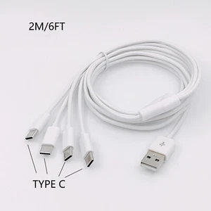 2m 6ft USB-A to 4 USB C Charging Cable for smartphones tablets with USB-C ports - Picture 1 of 6