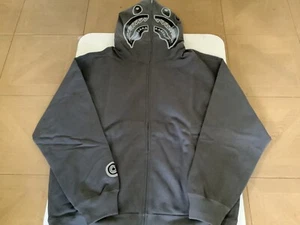 Authentic ape bape hand drawn face relaxed fit shark full zip hoodie grey L new - Picture 1 of 11