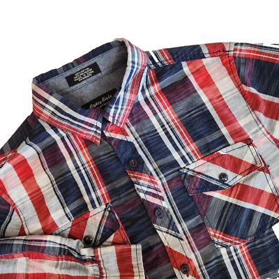 Eighty Eight Platinum Sz Small Red Western Shirt Contrast Cuffs Roll Tab Sleeves - Image 1 of 4