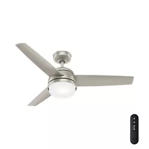 Hunter Fan 48 in Contemporary Matte Nickel Ceiling Fan with Light Kit and Remote - Picture 1 of 7