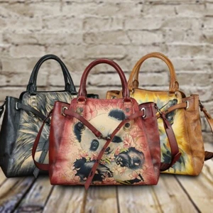 Genuine Leather Purse and Handbag for Women Hand Painted Crossbody Shoulder Bag - Picture 1 of 25