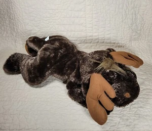 Wishpets Harrison Brown Moose Plush Antlers Wish Pets 24" Laying Stuffie Pillow - Picture 1 of 5