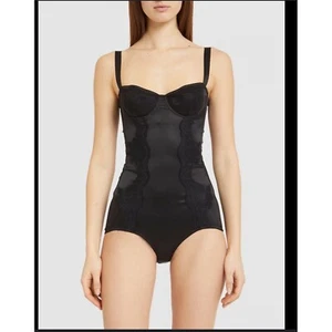 SKIMS Stretch Satin Lace Balconette Brief Bodysuit Lingerie Black XXS - Picture 1 of 6