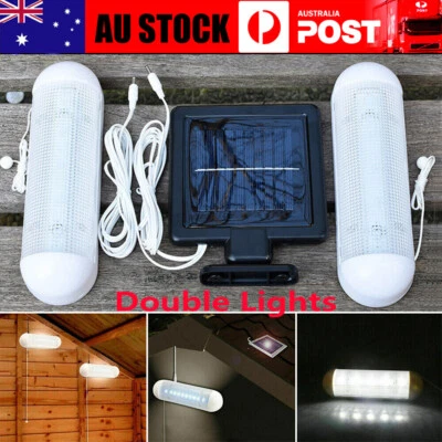 Solar Powered LED Double Lights Garage Shed Light Garden Indoor Bedroom Outdoor - image 1 of 4