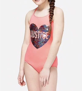 Justice for Girls Ruffle Back Flip Sequin Swimsuit One Piece~Size 18~NWT - Picture 1 of 2
