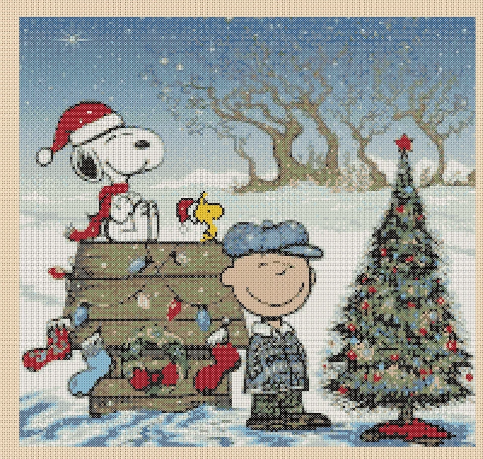 Charlie Brown and Snoopy Christmas Counted Cross Stitch CHART #10-84 - Image 1 of 1
