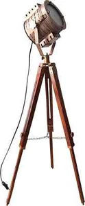 Vintage Designer Copper Floor SPOT LIGHT Tripod Base Searchlight Decorative Lamp - Picture 1 of 3
