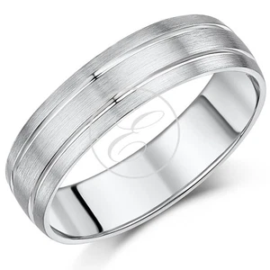18 kt Weißgold Ring gerillt Ehering Hofform Designer 6 mm Band - Bild 1 von 2