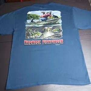 Camicia sportiva vintage collo rosso etichetta da uomo grande blu fishfinder pesca casual 2005 - Foto 1 di 13