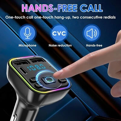 Trasmettitore FM Bluetooth Auto Adattatore Radio 2 USB Port 5V/3A e 1A Tipo-C - Immagine 1 di 4