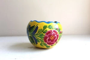 Made in Mexico Small Hand Painted Floral Gourd Bowl Mexican Boho Festival - Picture 1 of 6