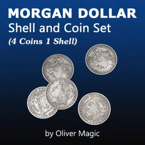 Morgan Dollar Shell and Coin Set (4 Coins 1 Shell) by Oliver Magic - Picture 1 of 5