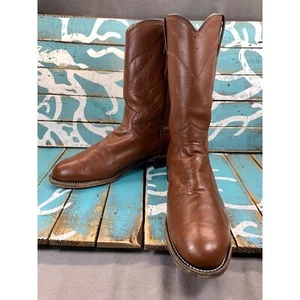 Justin 3404 Roper Cowboy Boots Men's 6.5D Brown Leather Western Classic Pull On - Picture 1 of 11