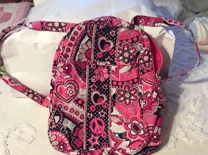 "Justice" Peace Love Hearts Sequins Pink BACKPACK/ Purse - Picture 1 of 7
