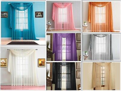 Empire Home 216  Long Sheer Curtain Valance Window / Scarf Great Value 30 Colors • 6.79$