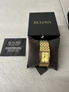 BULOVA Men's Gold-Tone Diamond Stainless Steel Watch - 97F52 BRAND NEW - Picture 1 of 4