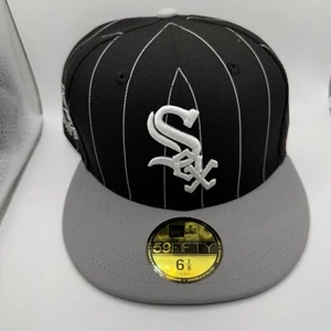 Chicago White Sox New Era 59FIFTY Fitted Cap 6 7/8 Black & White Pinstripe Hat - Picture 1 of 5