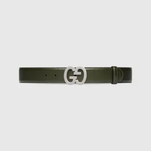 NEW GUCCI Men's GG Buckle Wide Belt In Dark Green Leather Sz 90/36 $620 - Picture 1 of 8