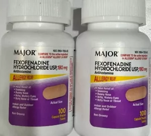 Major Allergy Relief | Fexofenadine HCl 180 mg Non-Drowsy Antihistamine | 200 - Picture 1 of 1