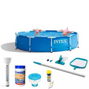 INTEX 28200NP Metal-Frame Pool (305x76cm) + Accessory Thermometer Cleaning Set - Bild 1 von 7