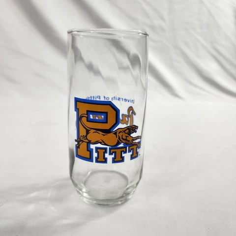 Vintage University of Pittsburgh Pitt Panthers Drinking Glass Classic Logo 80s Cover